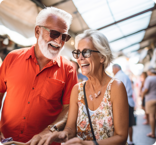 senior couple tourist buying local products bazar market ai generated